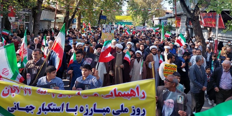 موج خروشان راهپیمایی استکبارستیزی در دیار علویان + عکس و فیلم
