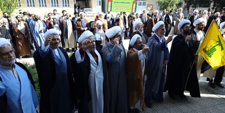 اجتماع طلاب و اساتید حوزه علمیه ساری در حمایت از فلسطین