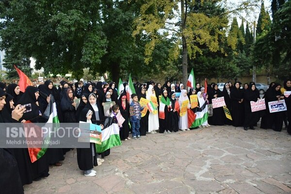 تجمع دانش آموزان و بانوان آستارایی در محکومیت فاجعه غزه + تصاویر