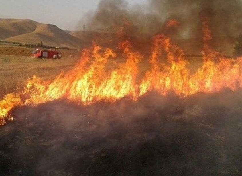 100 هکتار از گندم‌زارهای آق‌قلا در آتش سوخت