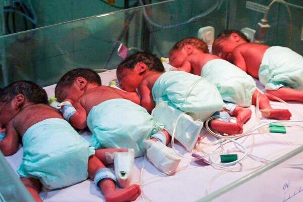 مادر گنبدی در سومین بارداری خود 5 قلو زایید