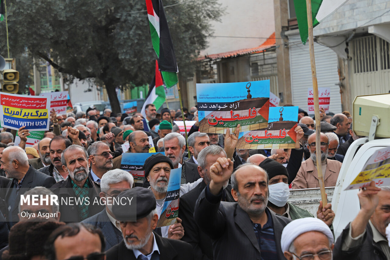 تظاهرات خشم علیه جنایات اسراییل در گرگان