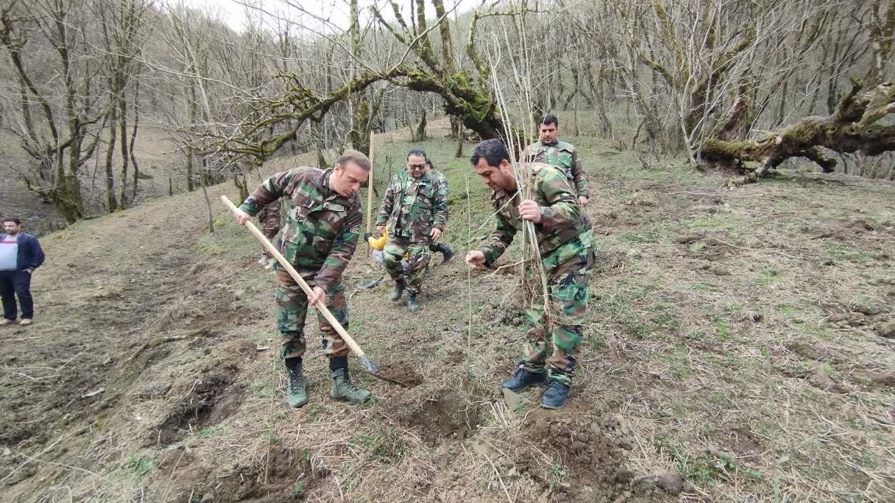 غرس 200 اصله نهال در محوطه جهاد کشاورزی آستانه اشرفیه