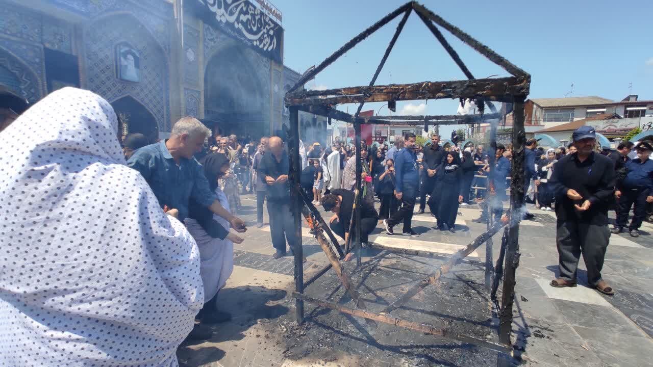آیین خیمه سوزان با قدمت 100 ساله در آستانه اشرفیه