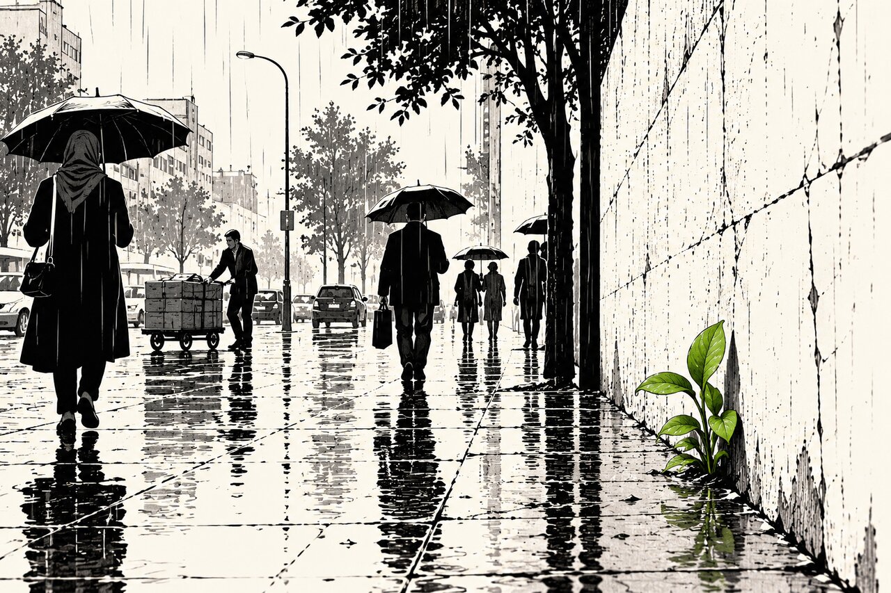 خیابان‌ های رشت در قاب باران پاییزی